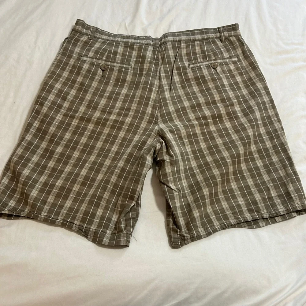 Covington‎ Mens Brown Plaid Cotton Shorts Size 38 Flat Front Casual Summer Tan